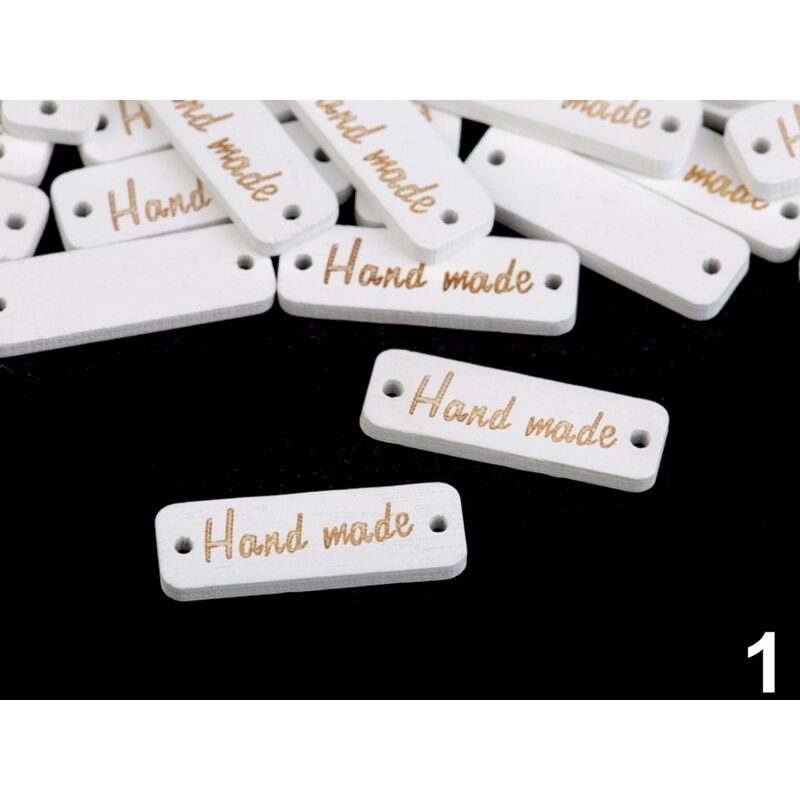 Wooden labels - Handmade - white - 750043 -10x30mm - set 10 pcs