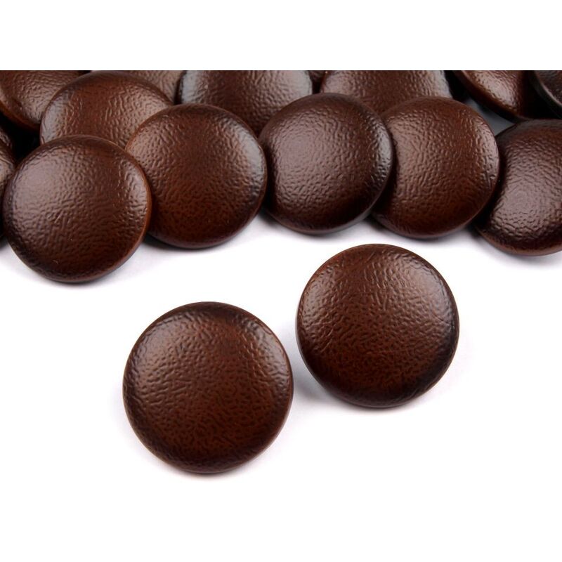 Plastic button imitation leather 21mm, brown