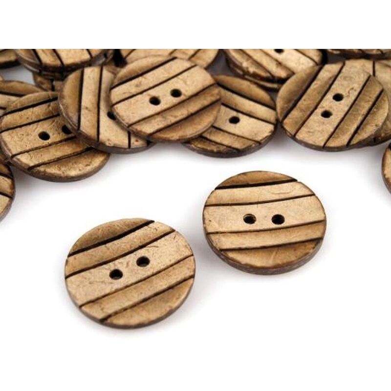 Coconut button, striped, 23mm, 3pcs/set