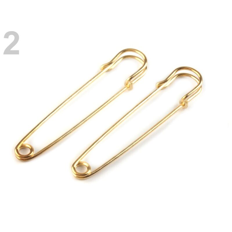 Set of 2 safety pins, 75mm - nickel