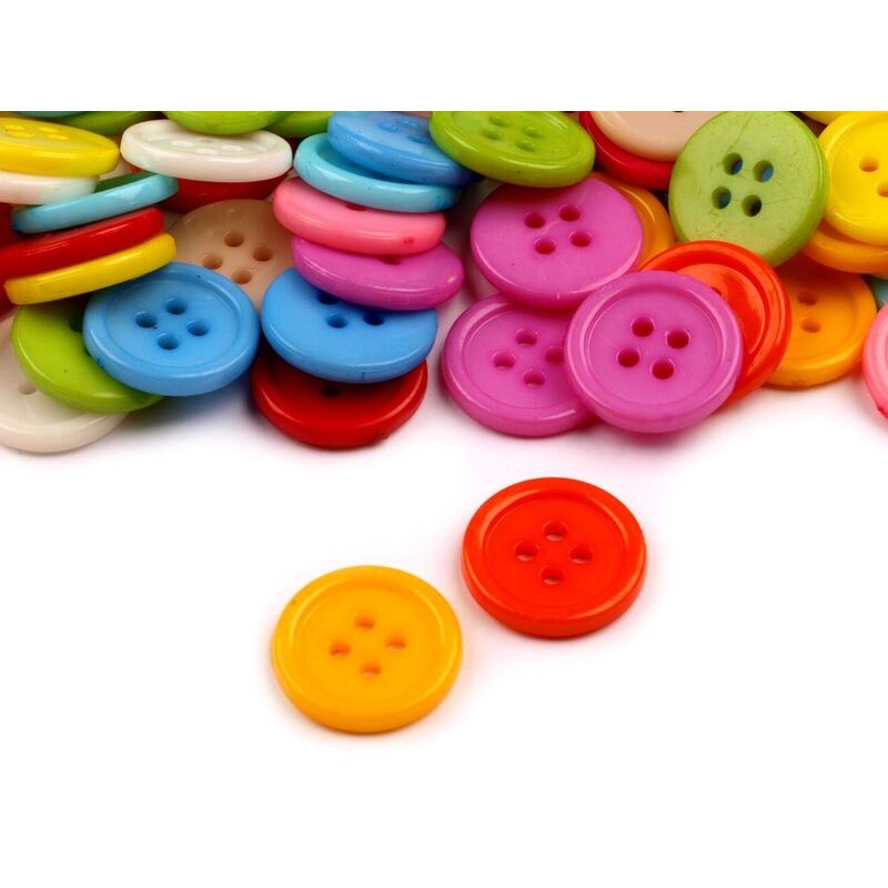 Plastic button, colored, 15mm, 10pcs/set
