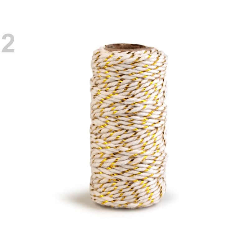 Snur bumbac cu lurex auriu, Ø1,5mm, 17m