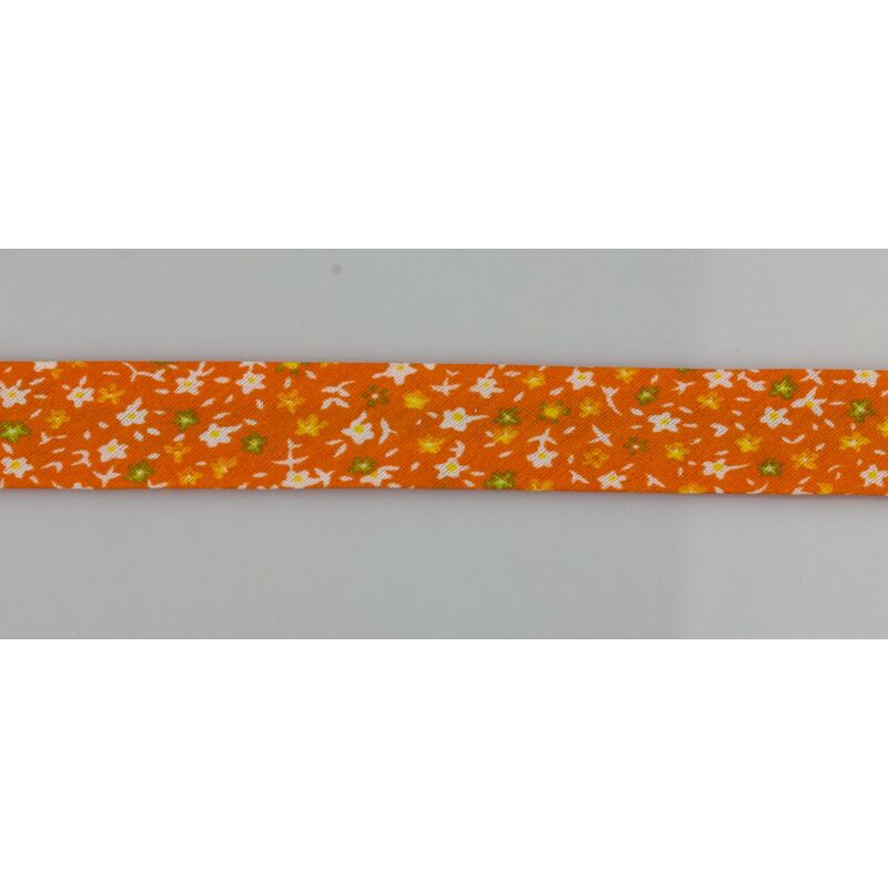 Polyester bias tape with flowers - 20mm - red, price/m