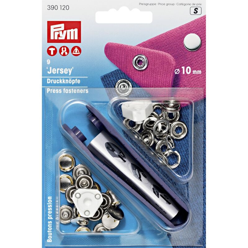 Metal staples, PRYM, 10mm, silver, 9pairs