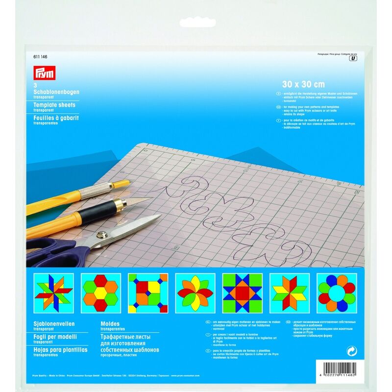 Folii pentru șabloane patchwork cu gradație, PRYM, 30x30cm, 3 buc/set