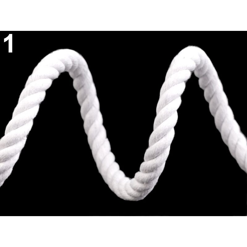 Șnur răsucit 10mm, alb, bumbac 100% - Image 1