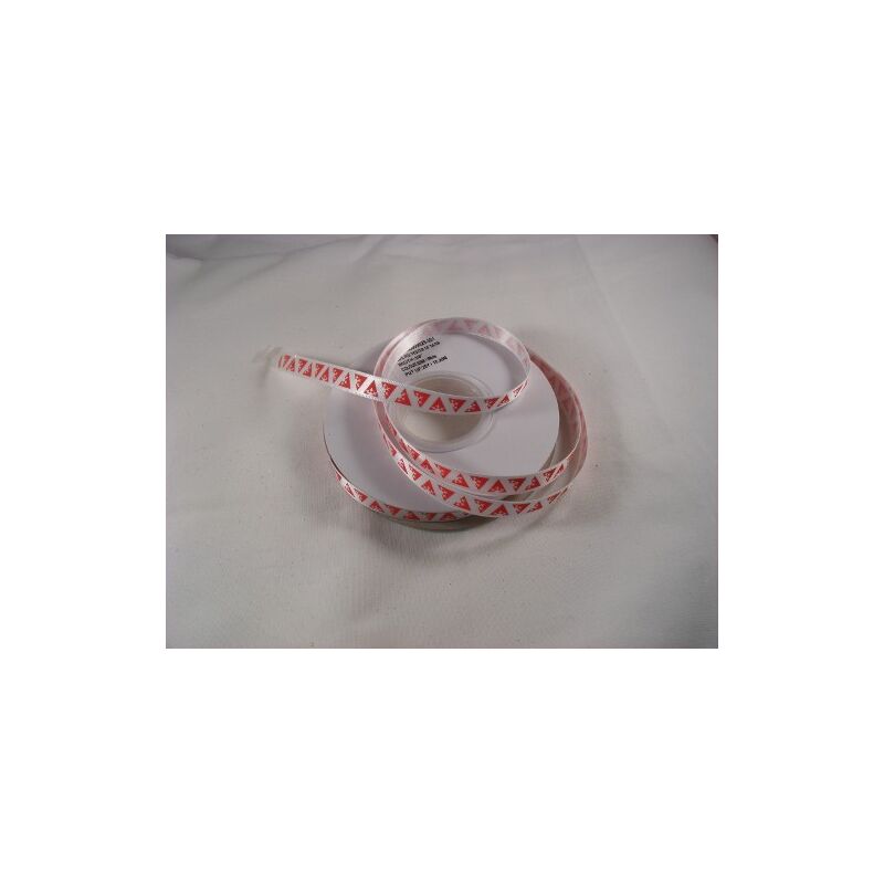 Panglică saten, triung cu fulg de nea - 10 mm - alb - 3m card