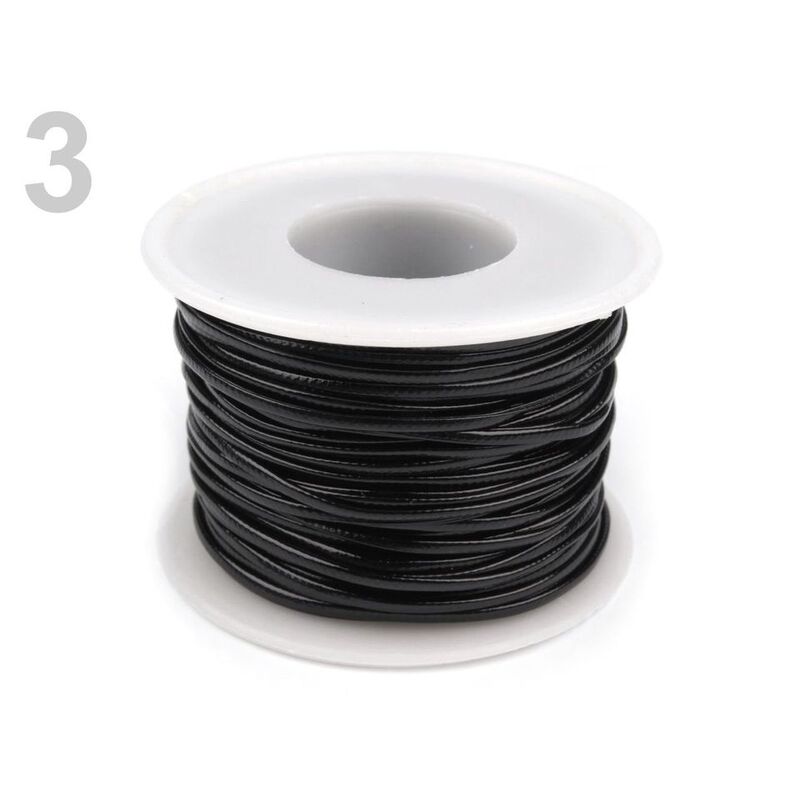 Eco leather cord for decorations, 1.5mm x 25m - 310095, black