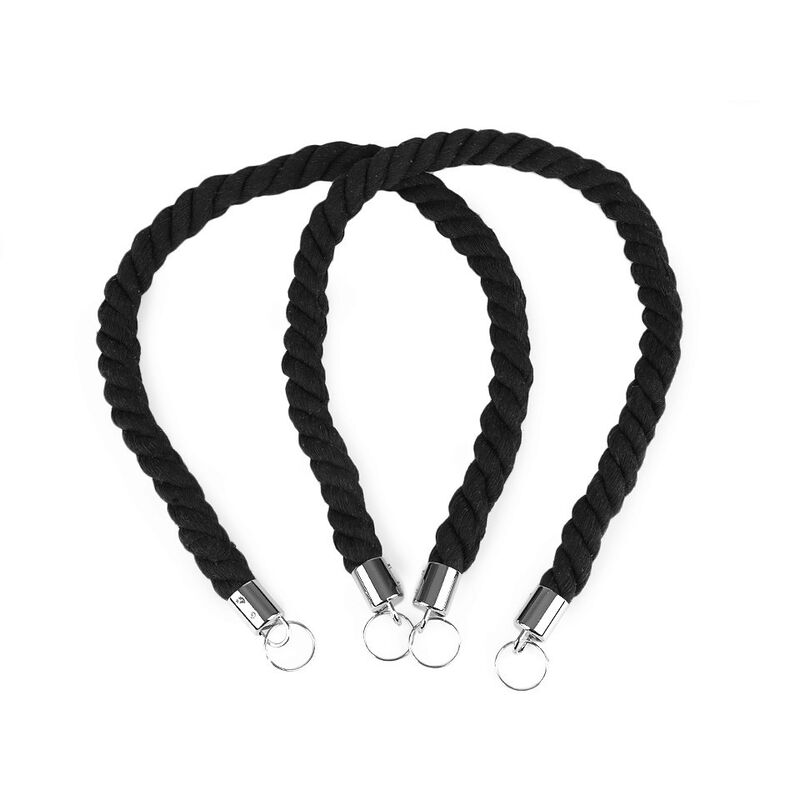 Cotton braided handles with metal ends, pair, black - 080969