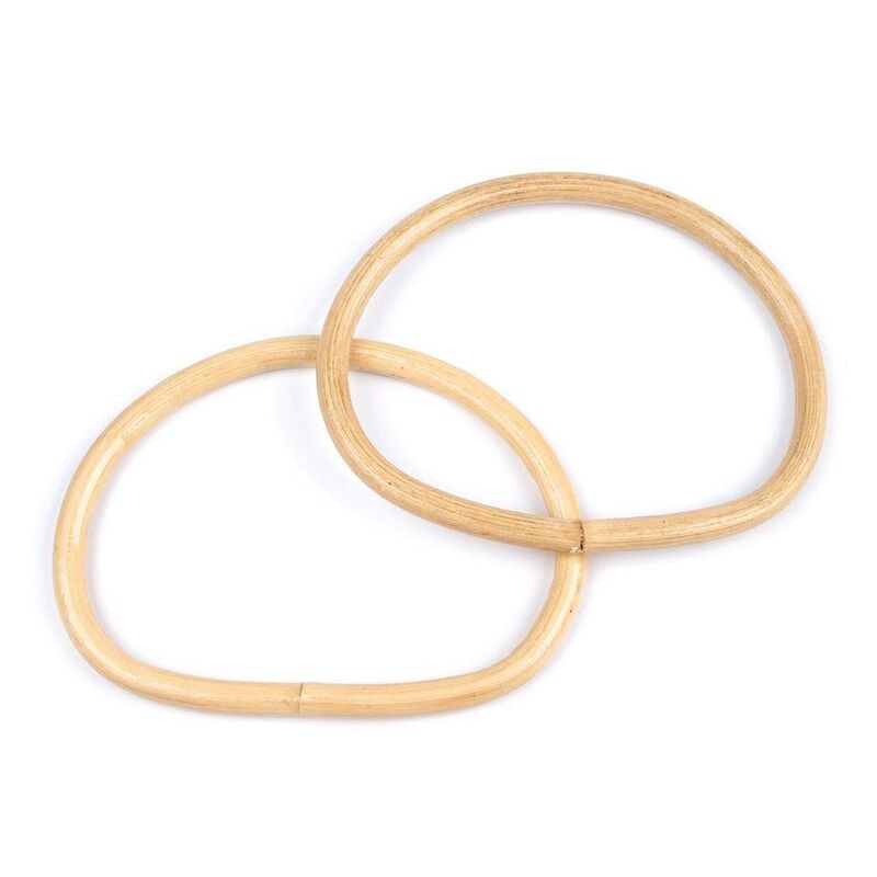 Manere ovale din bambus pentru genti, natur, pereche