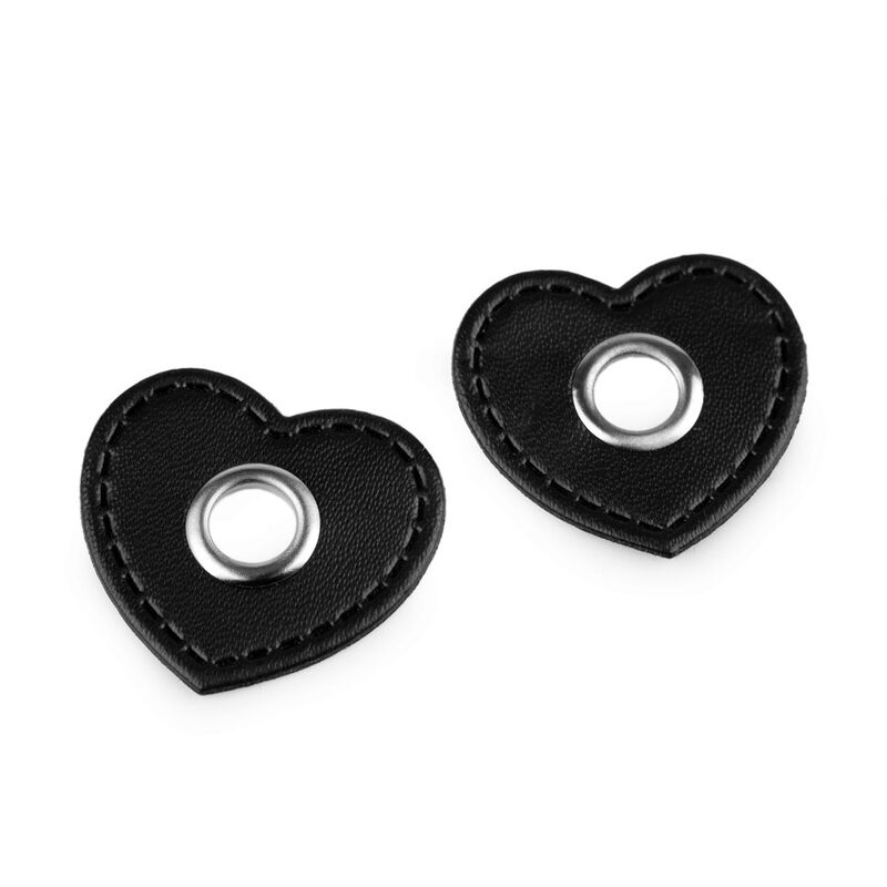 Eco-leather protection for hood, jacket, 10pcs, 840487, heart, brown