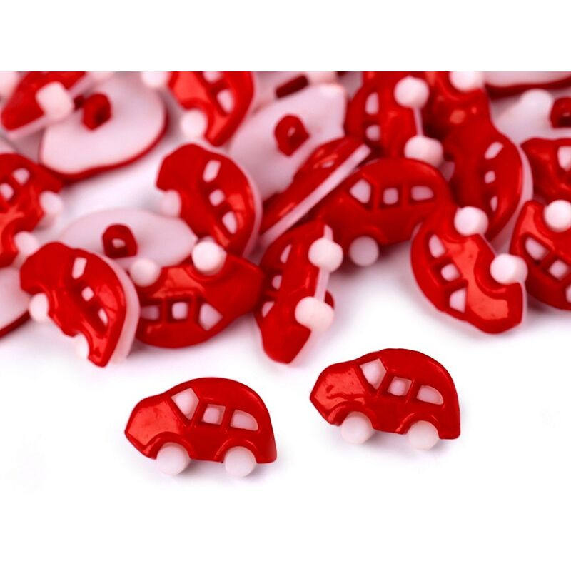 Button decoration plastic, 11x17mm, 5pcs, 120606, cars, orange