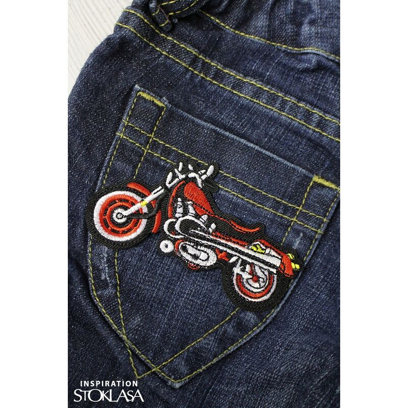 Aplicație termoadezivă brodată, motocicletă, 58x103mm