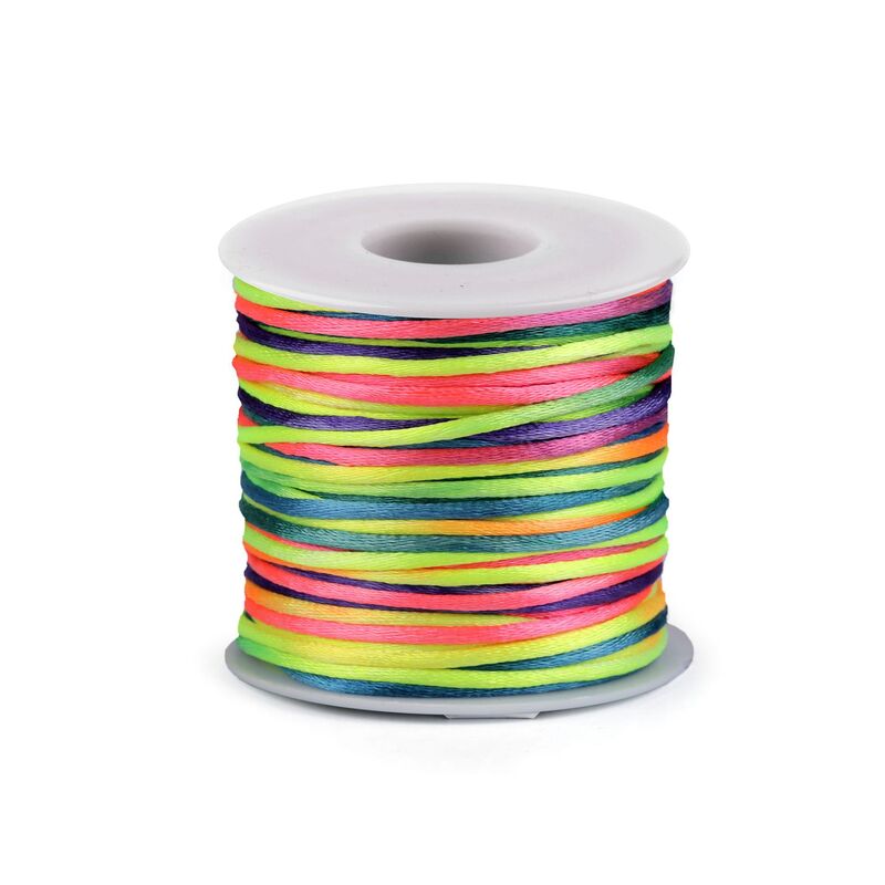 Snur satinat curcubeu pentru bratari, 2mm, 5m