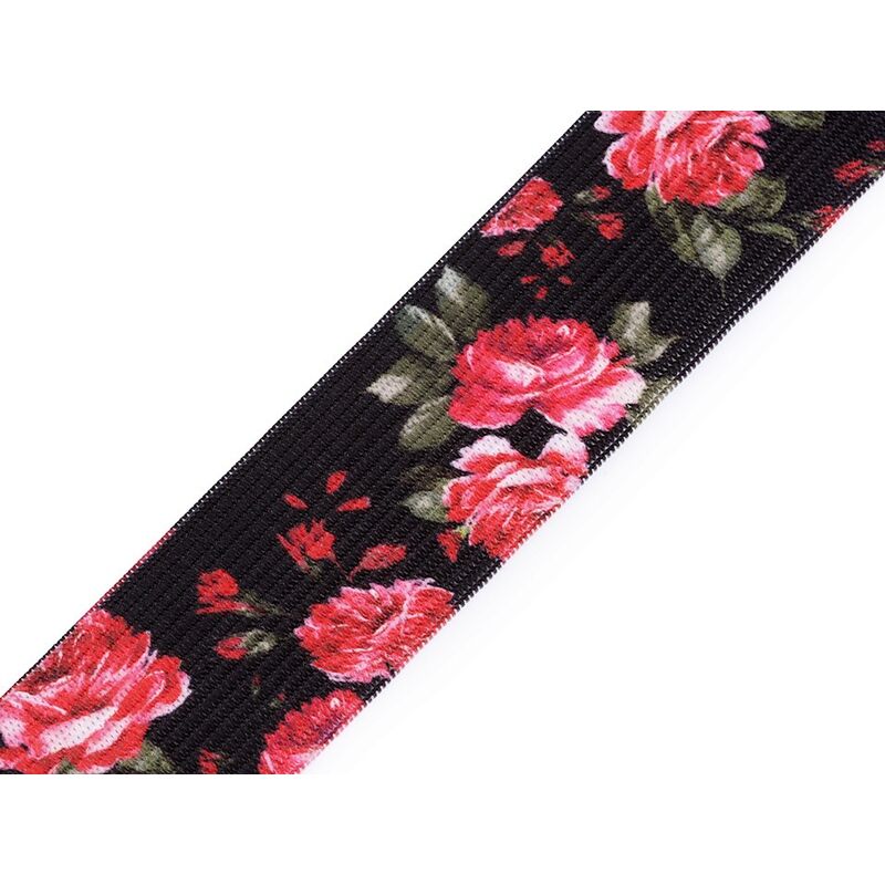 Bandă elastică, floral, 30mm, 5m/buc - Image 1