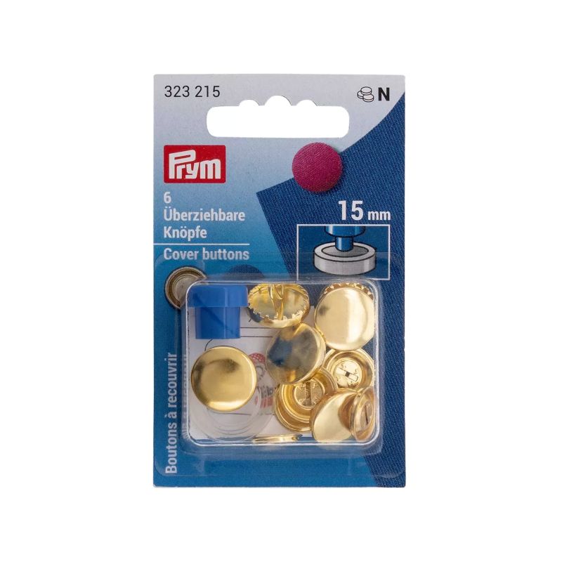 Metal Dressing Buttons, PRYM, 15mm, 6pcs/set