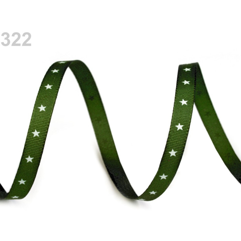 Panglici cu model | Panglica rips cu stelute, 6mm x 10m, verde | Kreativshop.ro
