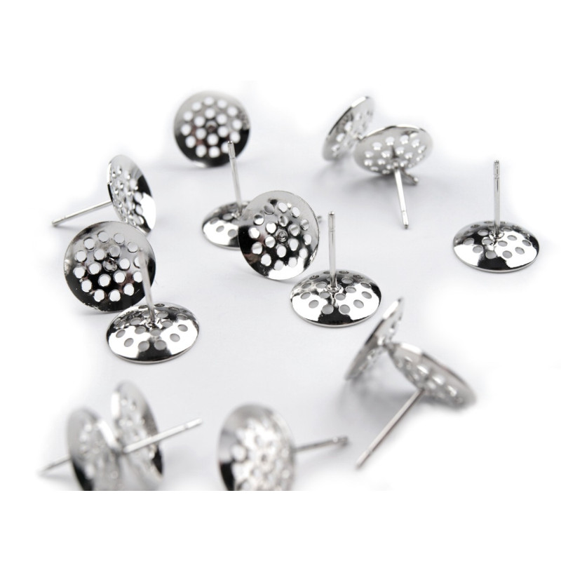 Accesorii bijuterii | Tortite ptr cercei 12x14mm - argintiu - set 2 buc. | Kreativshop.ro