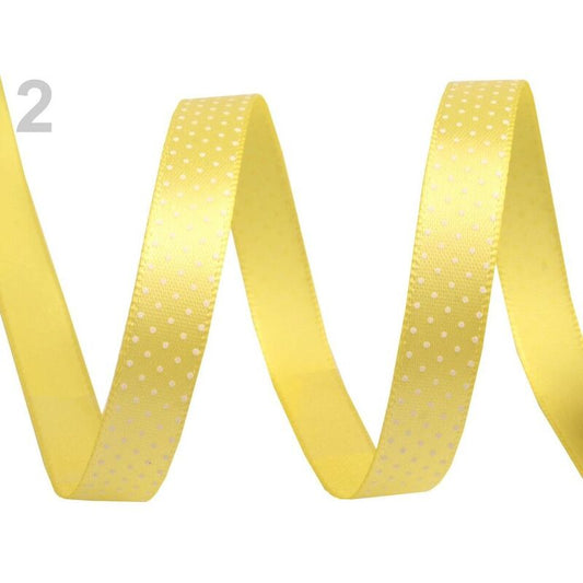 Satin ribbon small polka dots - 10 mm - Limelight - 3m card