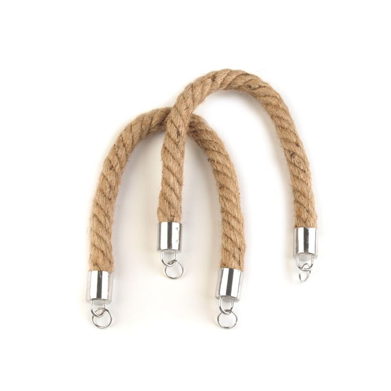 Manere impletite din sisal cu terminatii metalice, pereche