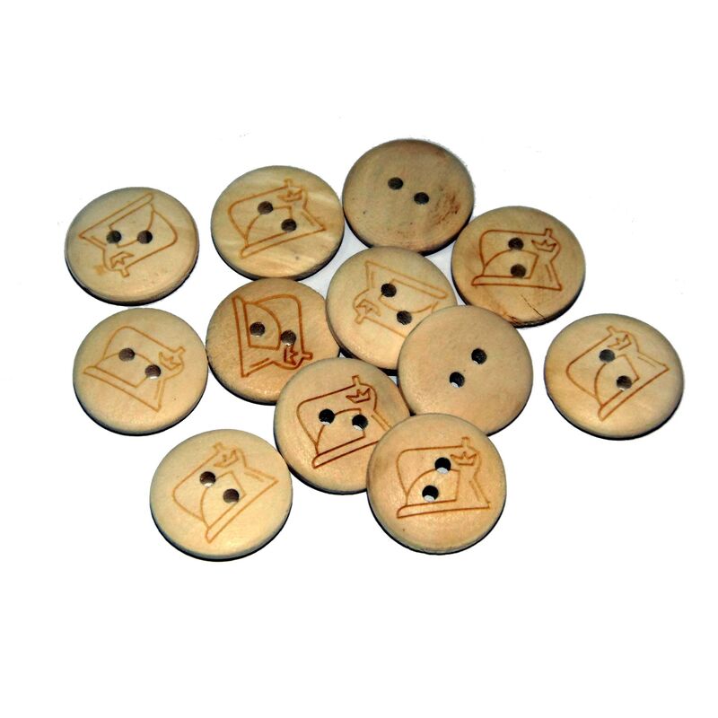 Wooden button - sewing machine - 20mm, set 3pcs