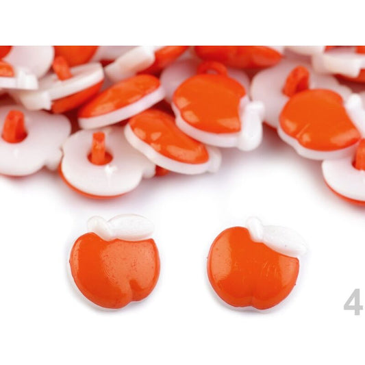 Plastic button, brown, 14mm - set 3pcs, orange