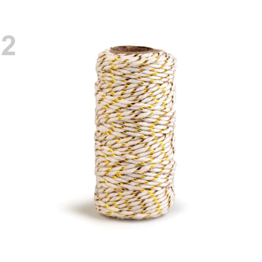 Snur bumbac cu lurex auriu, Ø1,5mm, 17m
