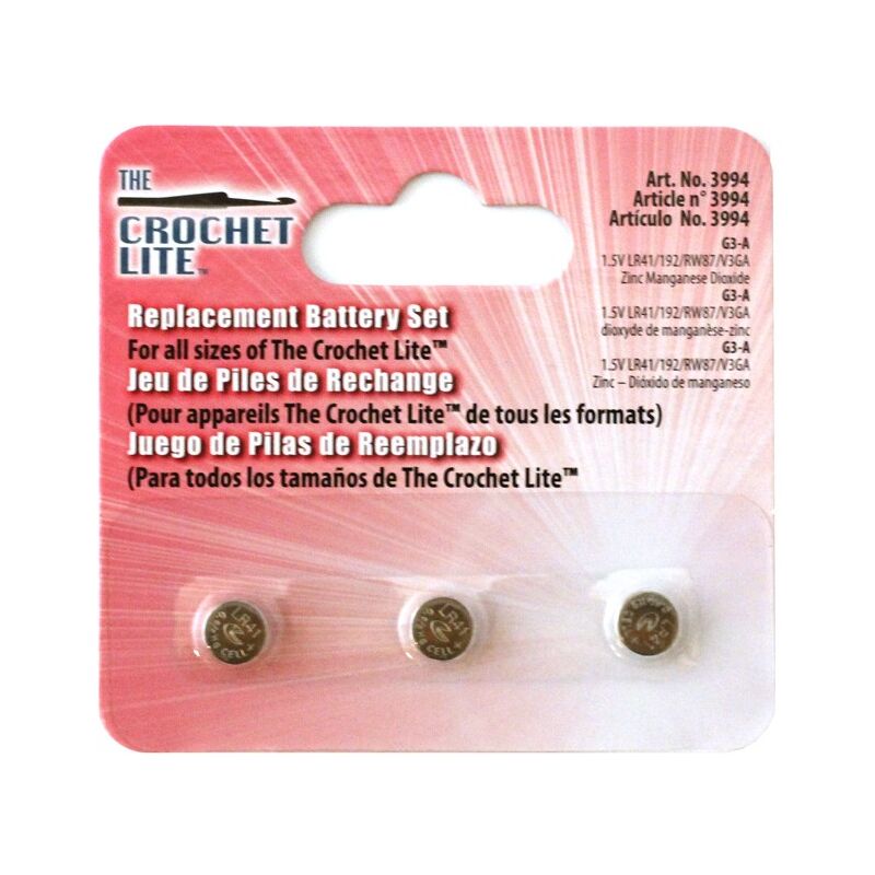 Set of 3 spare batteries for Crochet Lite led crochet hook