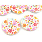 Wooden button, with flowers, 38mm, 1 pc/set