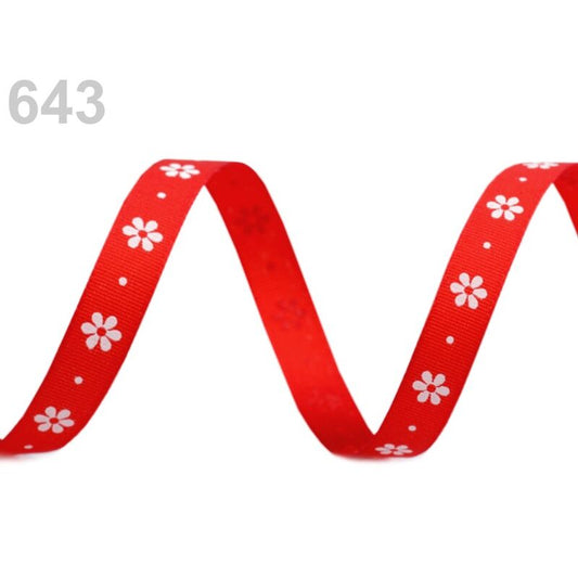 Panglica tafta, imprimeu floral, 9mm, 10m