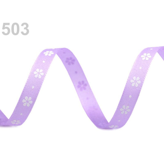 Panglica tafta, imprimeu floral, 9mm, 10m