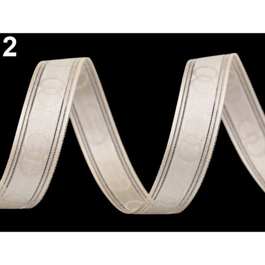 Panglica saten, verighete, 15mm, 5m