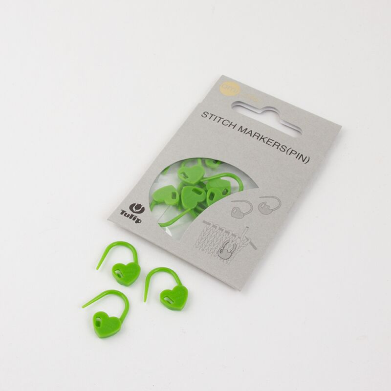 Stitch marker, lacăt inima, verzi, Tulip, 7buc/set