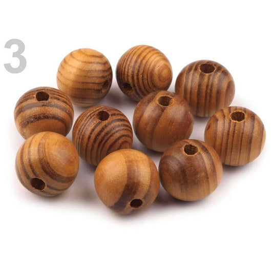 Mărgele din lemn Ø20mm, stejar, 10 buc