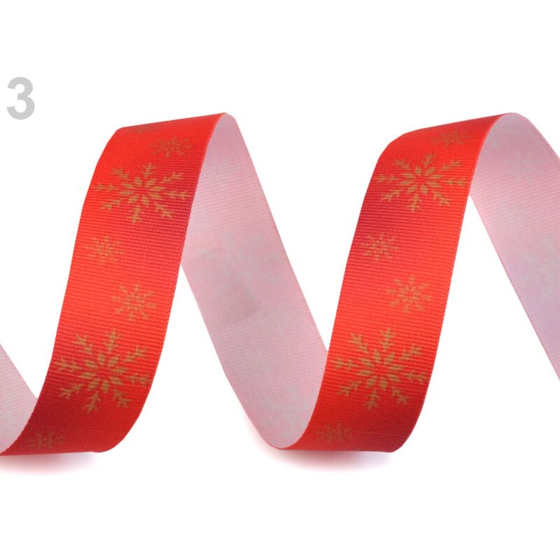 Snowflake ribbon - 3 red - 5m