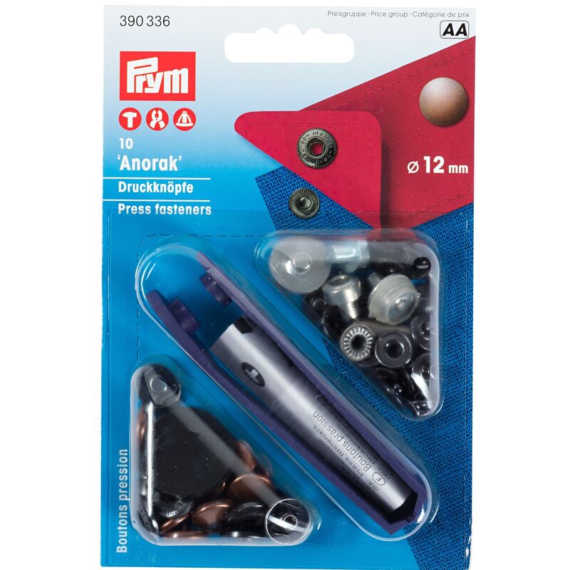 Metal caps for anoraks, PRYM, 12mm, antique, 10 pcs/set