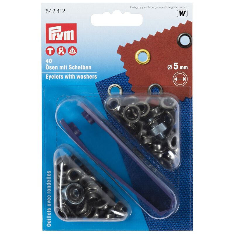 Ocheți, PRYM, 5mm, negru, 40buc/set