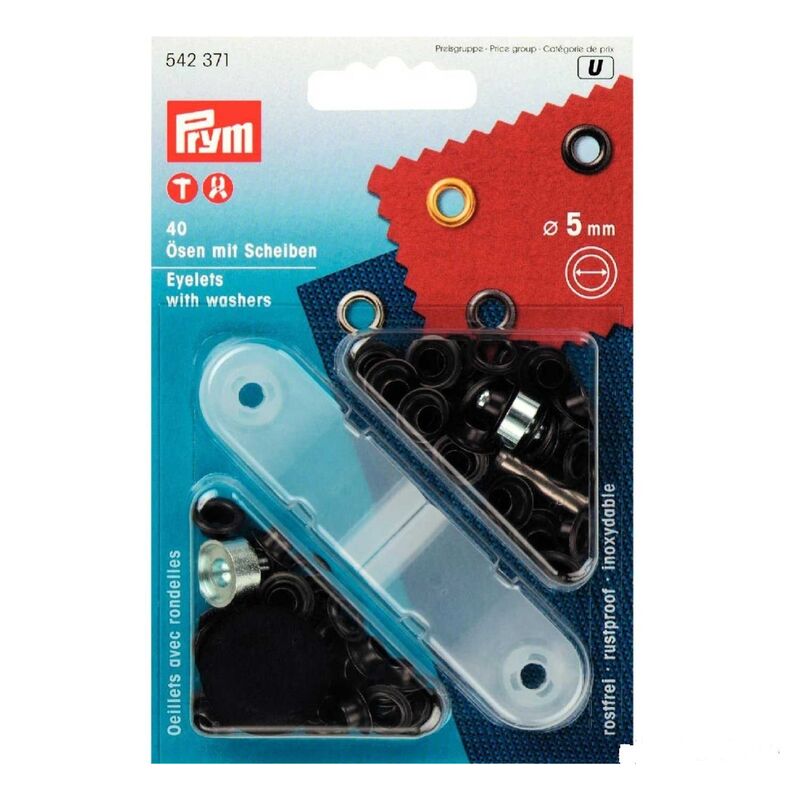 Eyepieces, PRYM, black, 5mm, 40 pcs/set