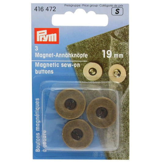Magnetic sewing staples/buttons, 19mm, 3pcs, 416472 - copper