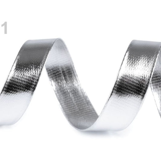 Banda bias, piele ecologică, 20mm, argintiu, 1m