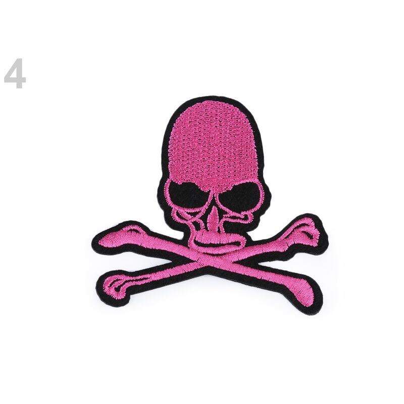 Thermoadhesive appliqué embroidered skull, 78x78mm, 1 pc