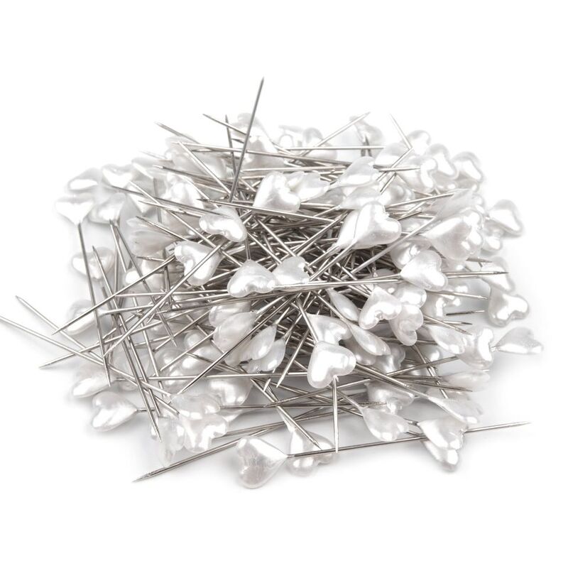 Ace gămălie cu cap de inimioara, alb, 50buc