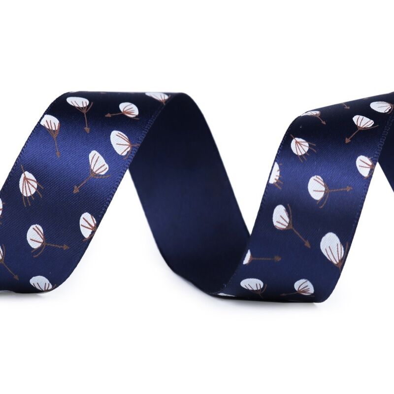 Panglica satin, model de primavara cu flori, 25mm, 2m