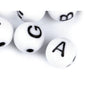 Round plastic beads with letters for bracelets, Ø8mm, 25g, 340109