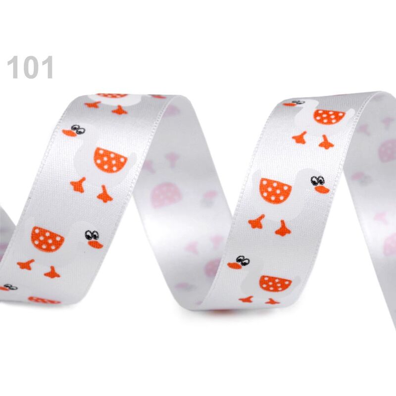 Panglică satinată, model gâște, 24mm, 2m