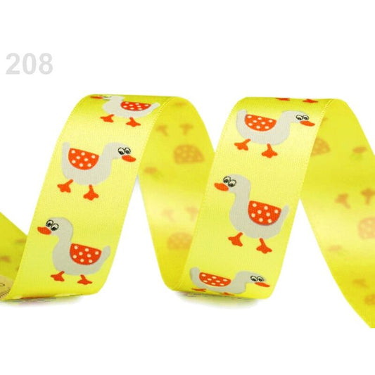 Panglică satinată, model gâște, 24mm, 2m