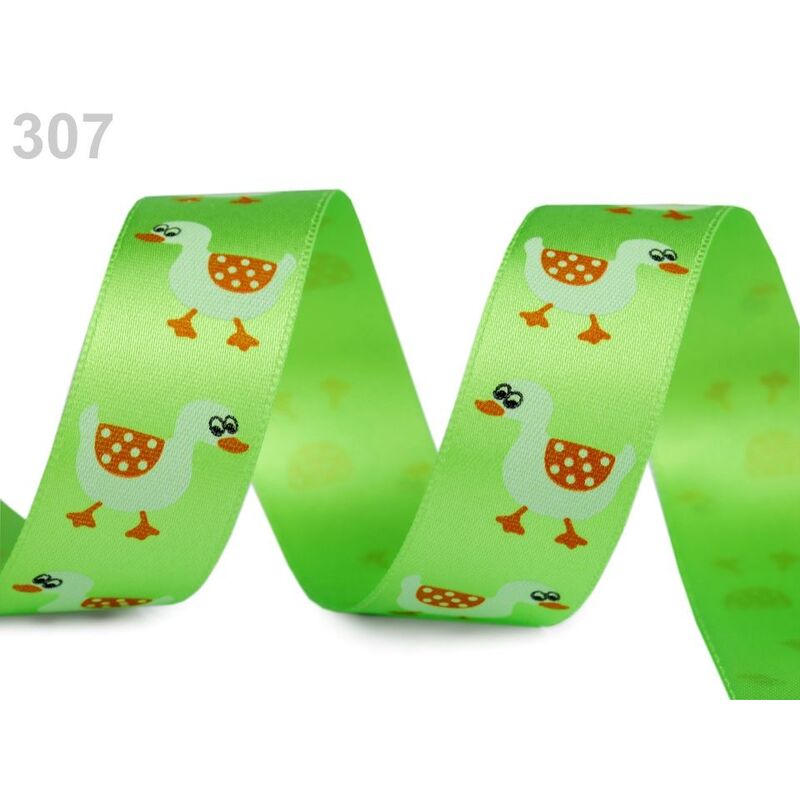 Panglică satinată, model gâște, 24mm, 2m