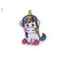Embroidered sticker, patch, white unicorn, 5x8cm, 400106