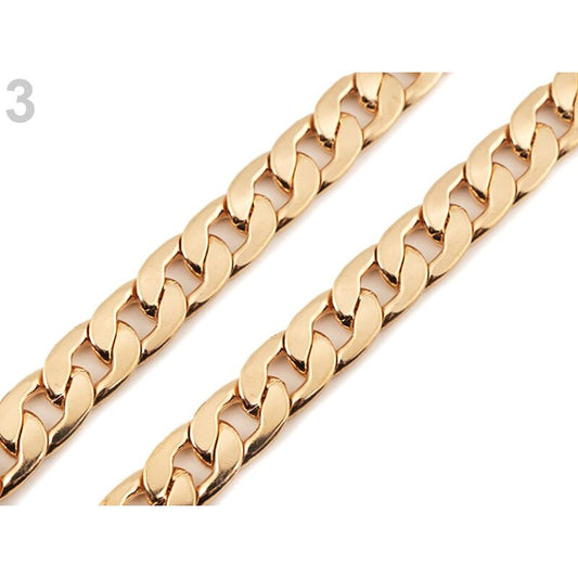 Flat metal chain for purses, 1m, without fastening system - gold, 750887
