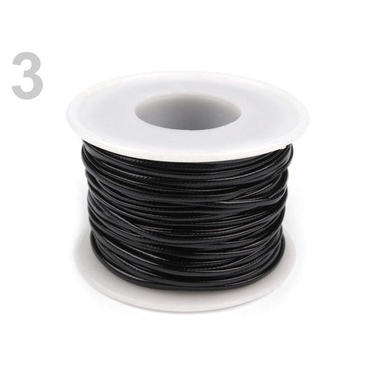 Șnur piele ecologică, negru,  1,5mm, 25m